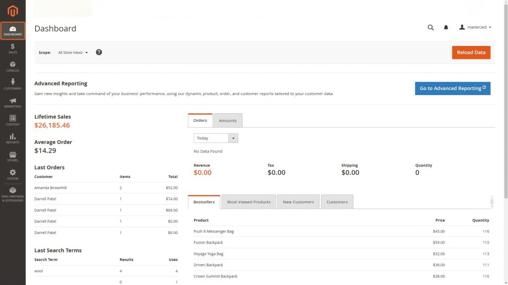 Admin dashboard