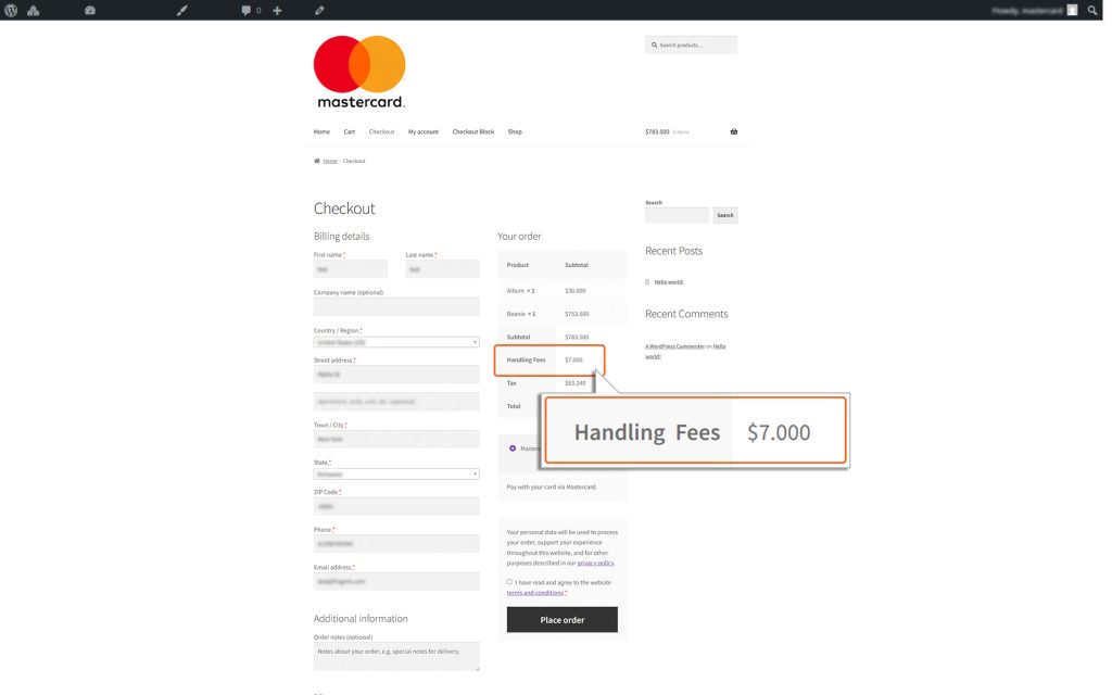 Handling_Fee_Text_displayed-in_Checkout_page_HS_Woo