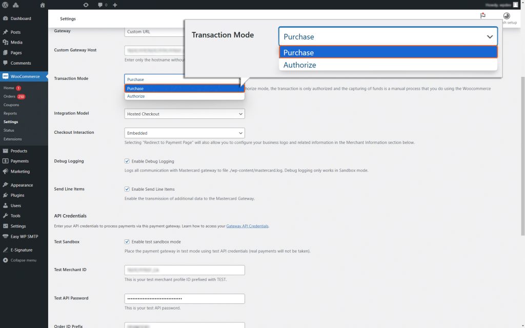 Transaction_mode_Purchase_woocommerce